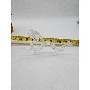 Vintage Chinese Dragon Hand Blown Clear Glass Art Figurine Asian Home Ornament